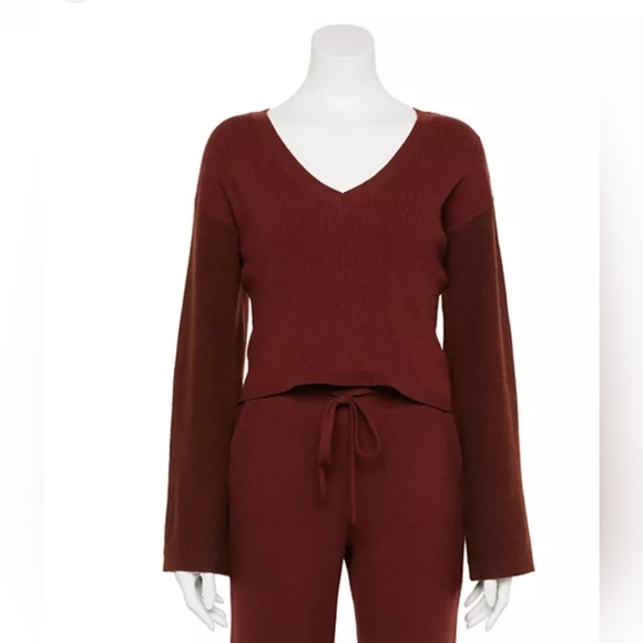 Women's FLX Ribbed Open-Back V-Neck Sweater - Picture 4 of 4